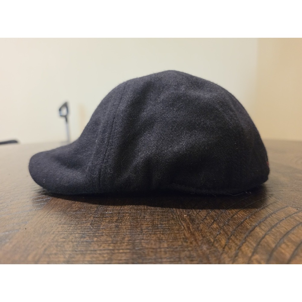 Woolrich Men's XL Wool Blend Driver Flat Cap Black Quilted Buffalo Plaid Lining